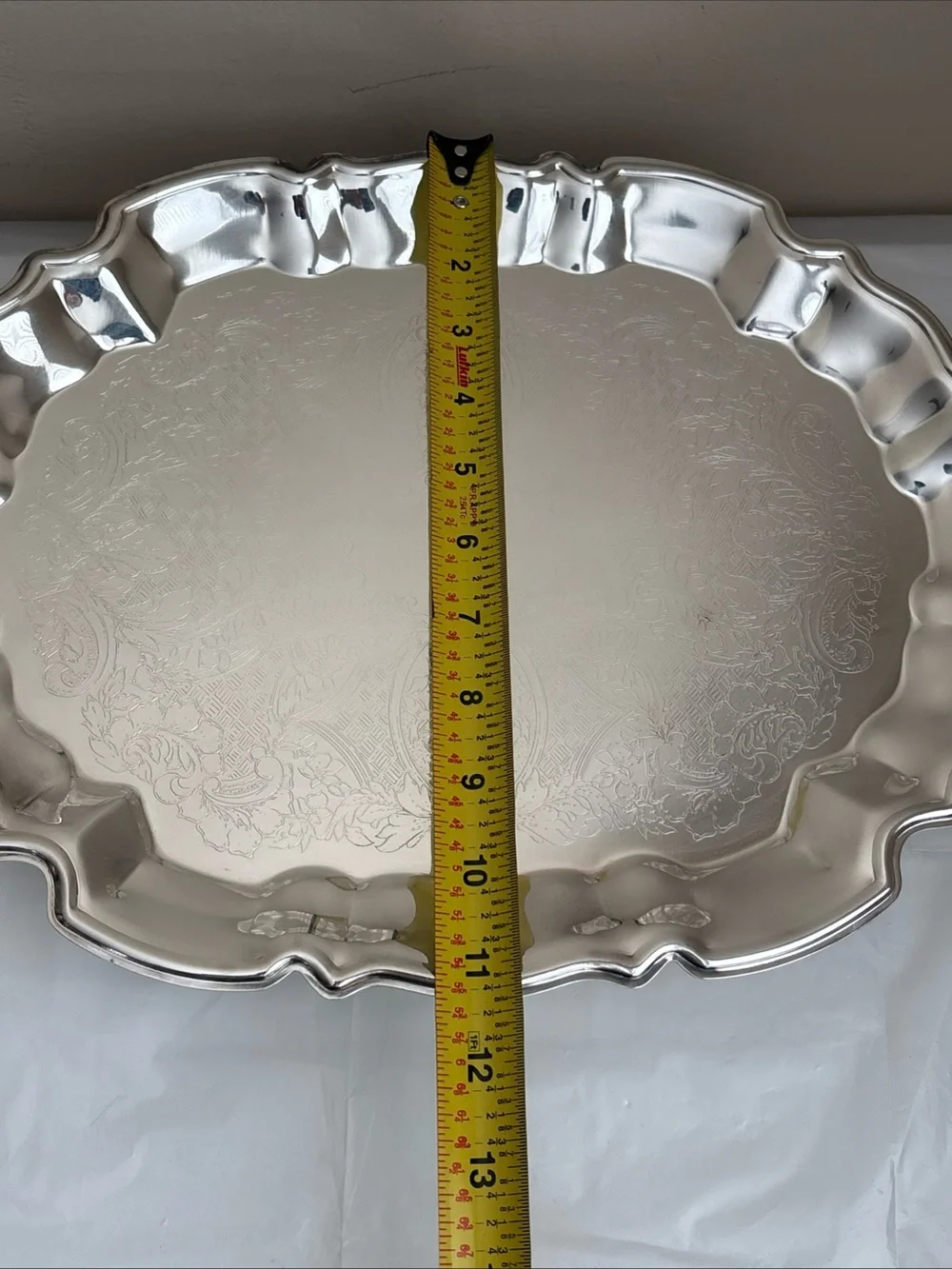 Leonard EP Silver Plated Serving Tray Italy Embossed Ornate Footed  14.38x11.38”
